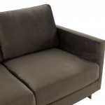 Modern Mid-Century Upholstered Velvet Loveseat, Gold Frame, Dark Grey, LA55DGR
