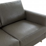 Modern Mid-Century Upholstered Leather Loveseat, Gold Frame, Grey , LA55GR-L