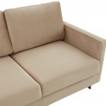 Lincoln Modern Mid-Century Upholstered Velvet Sofa, Gold Frame, Beige, LA83BG