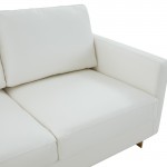 Lincoln Modern Mid-Century Upholstered Leather Sofa, Gold Frame, White, LA83W-L