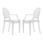 LeisureMod Carroll Modern Acrylic Chair, Set of 2, Clear, GC22CL2