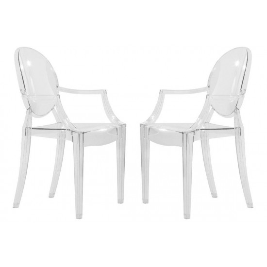 LeisureMod Carroll Modern Acrylic Chair, Set of 2, Clear, GC22CL2