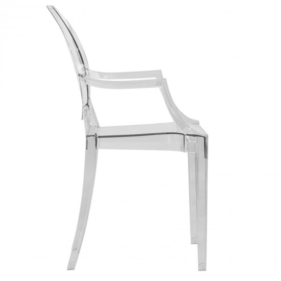 LeisureMod Carroll Modern Acrylic Chair, Set of 2, Clear, GC22CL2