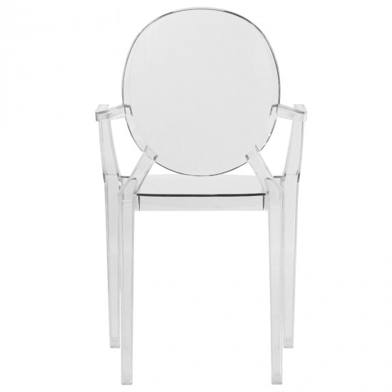 LeisureMod Carroll Modern Acrylic Chair, Set of 2, Clear, GC22CL2