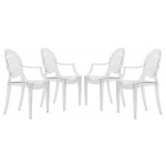 LeisureMod Carroll Modern Acrylic Chair, Set of 4, Clear, GC22CL4