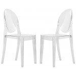 LeisureMod Marion Transparent Acrylic Modern Chair, Set of 2, Clear, GV19CL2