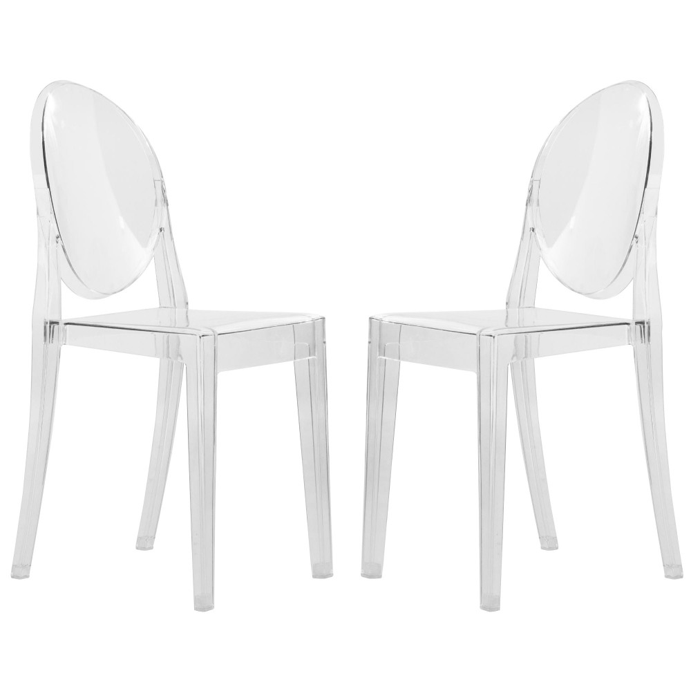 LeisureMod Marion Transparent Acrylic Modern Chair, Set of 2, Clear, GV19CL2