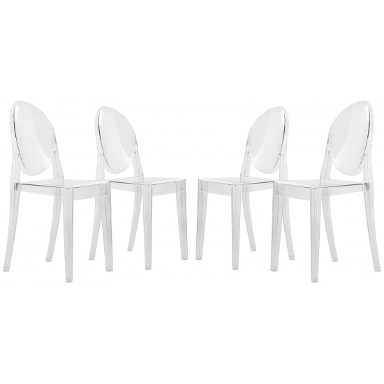 LeisureMod Marion Transparent Acrylic Modern Chair, Set of 4, Clear, GV19CL4