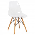 LeisureMod Dover Molded Side Chair, Clear, EP19CL