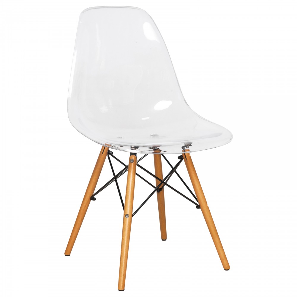 LeisureMod Dover Molded Side Chair, Clear, EP19CL