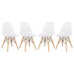 LeisureMod Dover Molded Side Chair, Set of 4, Clear, EP19CL4