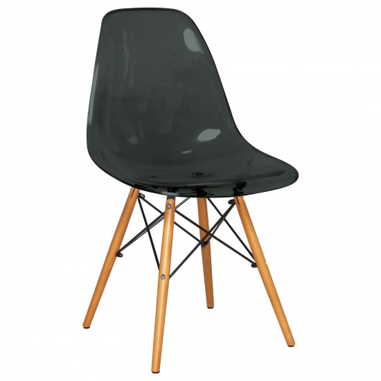 LeisureMod Dover Molded Side Chair, Transparent Black, EP19TBL