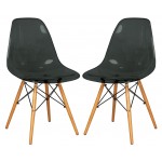 LeisureMod Dover Molded Side Chair, Set of 2, Transparent Black, EP19TBL2