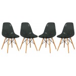 LeisureMod Dover Molded Side Chair, Set of 4, Transparent Black, EP19TBL4