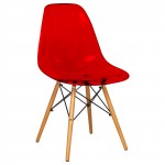 LeisureMod Dover Molded Side Chair, Transparent Red, EP19TR