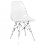 LeisureMod Dover Molded Side Chair with Acrylic Base, Clear, EPC19CL