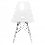 LeisureMod Dover Molded Side Chair with Acrylic Base, Clear, EPC19CL