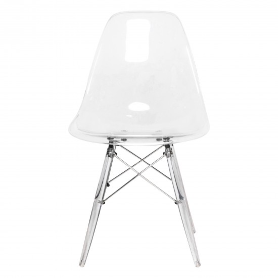 LeisureMod Dover Molded Side Chair with Acrylic Base, Clear, EPC19CL