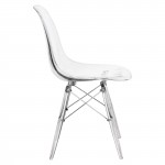 LeisureMod Dover Molded Side Chair with Acrylic Base, Set of 2, Clear, EPC19CL2
