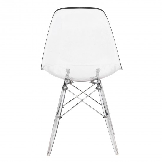 LeisureMod Dover Molded Side Chair with Acrylic Base, Set of 2, Clear, EPC19CL2