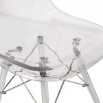 LeisureMod Dover Molded Side Chair with Acrylic Base, Set of 2, Clear, EPC19CL2