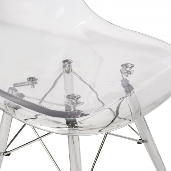 LeisureMod Dover Molded Side Chair with Acrylic Base, Set of 2, Clear, EPC19CL2