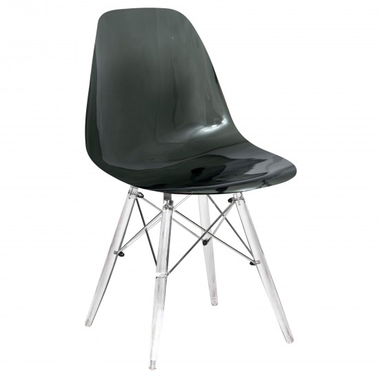 Dover Molded Side Chair with Acrylic Base, Transparent Black, EPC19TBL