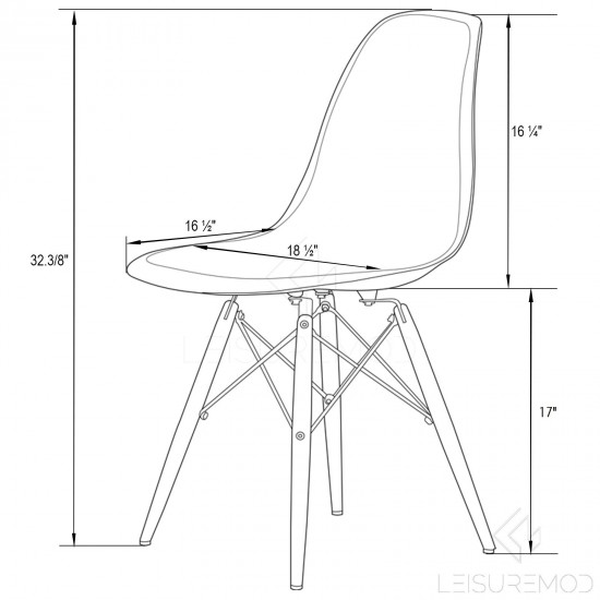 Dover Molded Side Chair, Acrylic Base, Set of 2, Transparent Black, EPC19TBL2