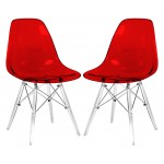 Dover Molded Side Chair with Acrylic Base, Set of 2, Transparent Red, EPC19TR2