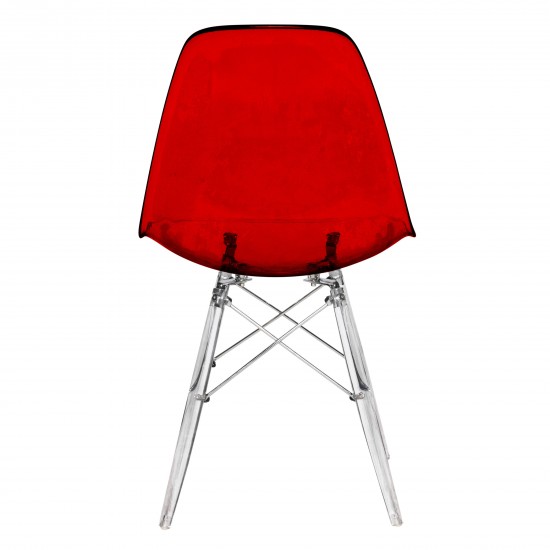 Dover Molded Side Chair with Acrylic Base, Set of 2, Transparent Red, EPC19TR2