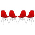 Dover Molded Side Chair with Acrylic Base, Set of 4, Transparent Red, EPC19TR4