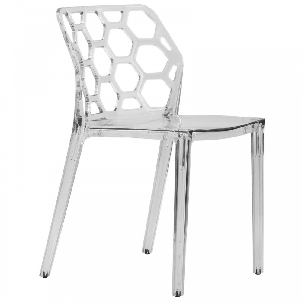 LeisureMod Modern Dynamic Dining Chair, Clear, DC19CL