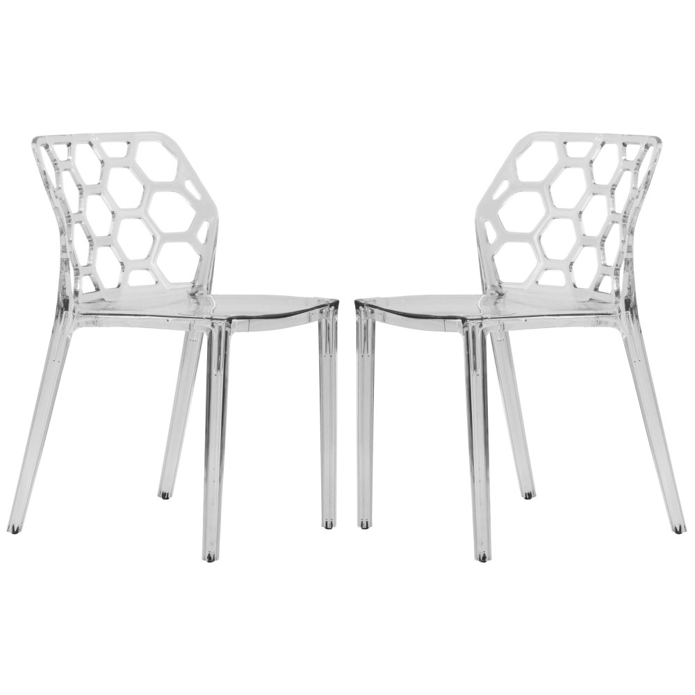 LeisureMod Modern Dynamic Dining Chair, Set of 2, Clear, DC19CL2 LeisureMod Modern Dynamic Dining Chair, Set of 2, Clear, DC19CL2