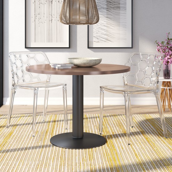 LeisureMod Modern Dynamic Dining Chair, Set of 2, Clear, DC19CL2