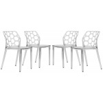 LeisureMod Modern Dynamic Dining Chair, Set of 4, Clear, DC19CL4