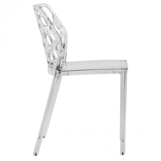 LeisureMod Modern Dynamic Dining Chair, Set of 4, Clear, DC19CL4