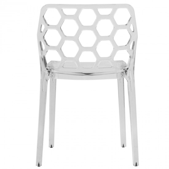 LeisureMod Modern Dynamic Dining Chair, Set of 4, Clear, DC19CL4