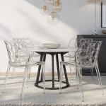 LeisureMod Modern Dynamic Dining Chair, Set of 4, Clear, DC19CL4