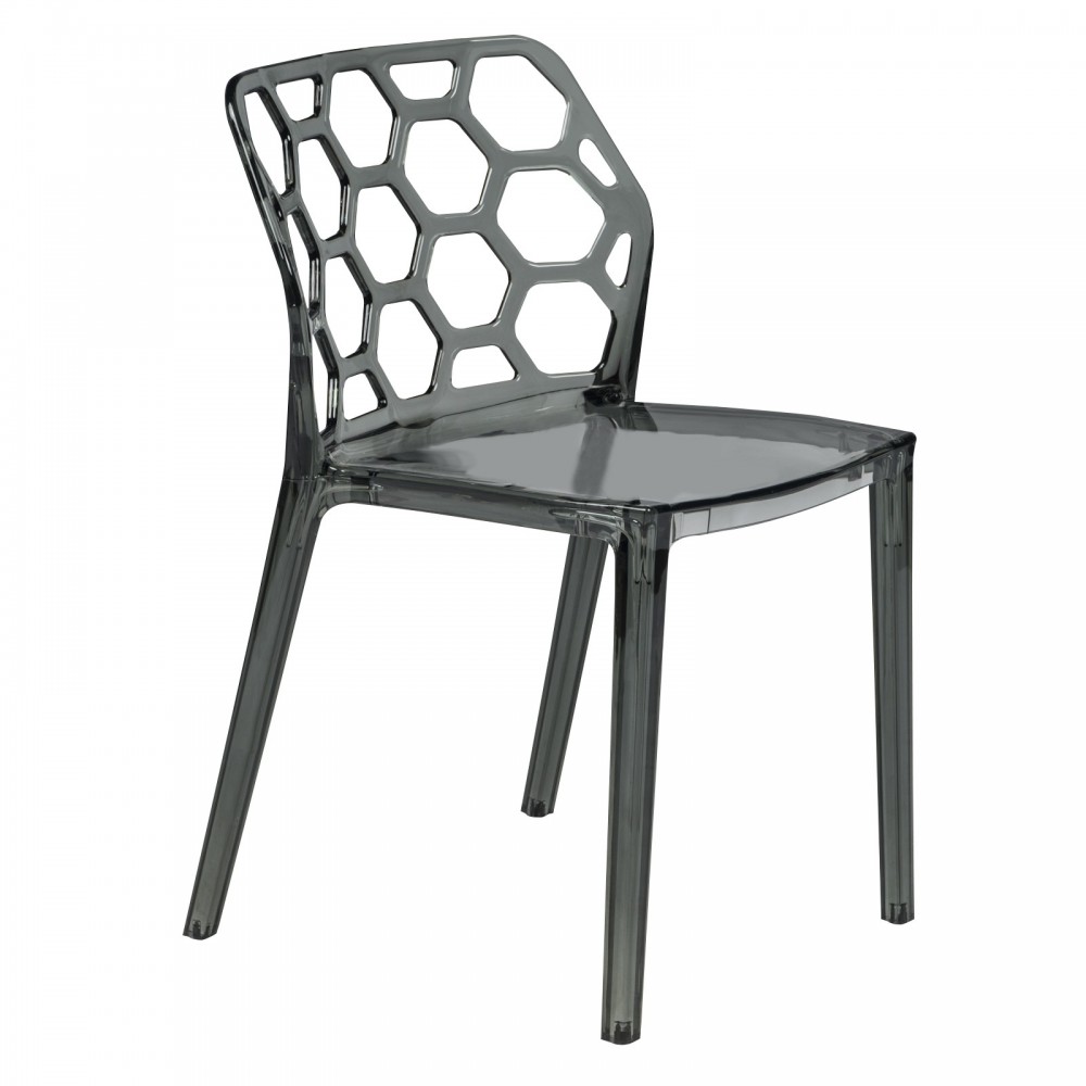 LeisureMod Modern Dynamic Dining Chair, Transparent Black, DC19TBL