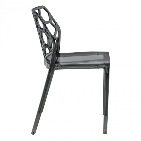 LeisureMod Modern Dynamic Dining Chair, Transparent Black, DC19TBL