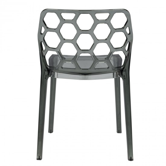 LeisureMod Modern Dynamic Dining Chair, Transparent Black, DC19TBL