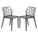 LeisureMod Modern Dynamic Dining Chair, Set of 2, Transparent Black, DC19TBL2