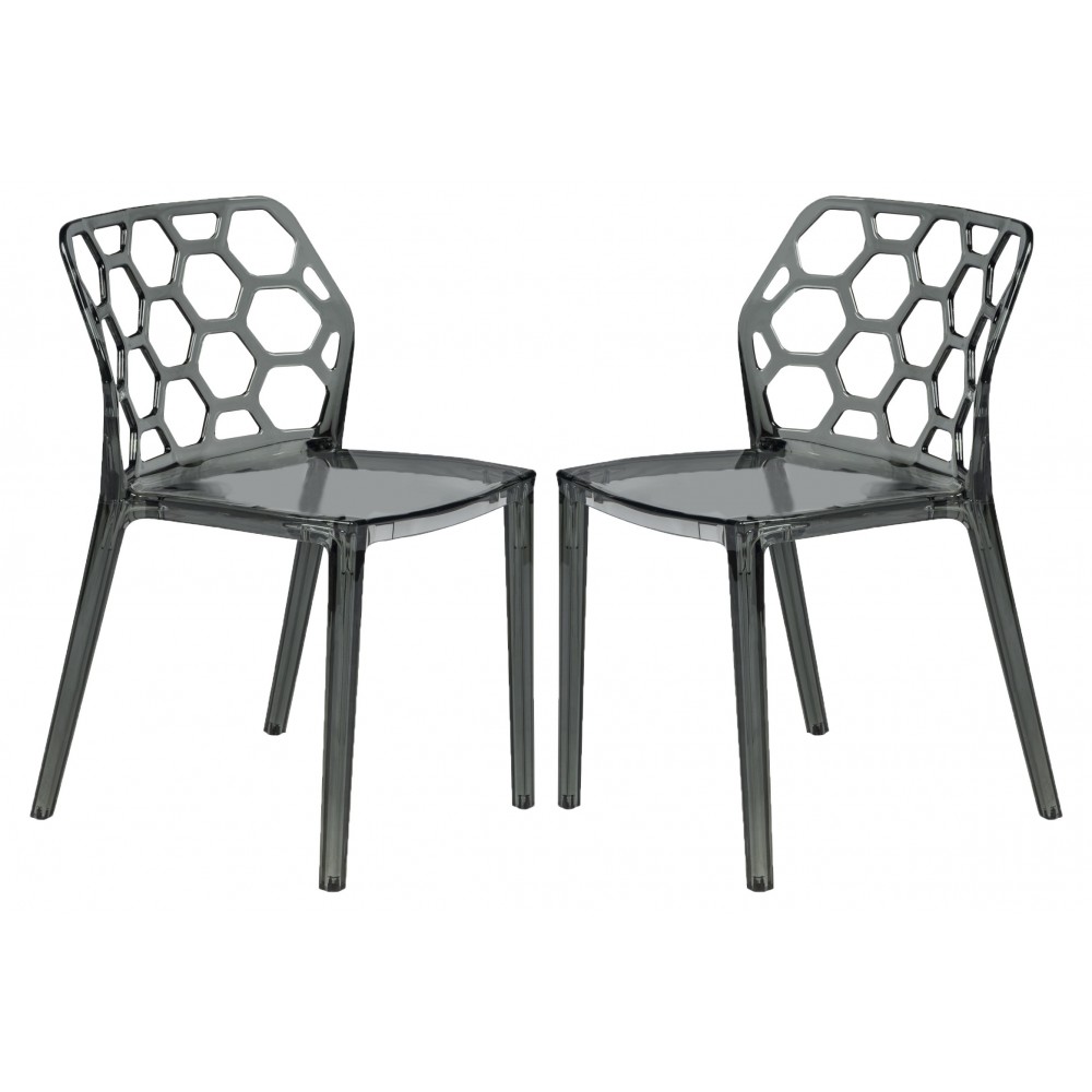 LeisureMod Modern Dynamic Dining Chair, Set of 2, Transparent Black, DC19TBL2 LeisureMod Modern Dynamic Dining Chair, Set of 2, Transparent Black, DC19TBL2