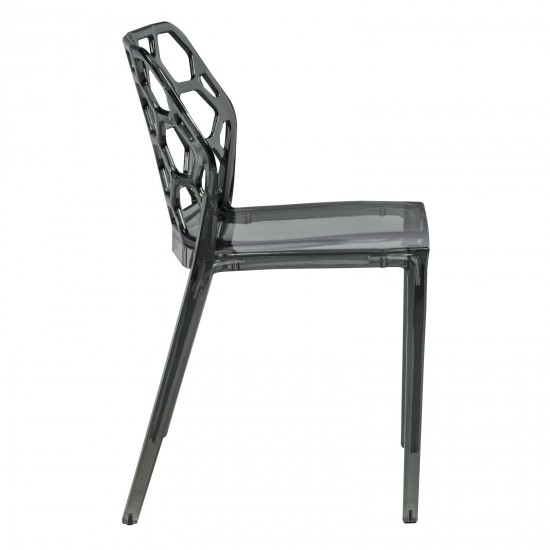 LeisureMod Modern Dynamic Dining Chair, Set of 2, Transparent Black, DC19TBL2