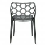 LeisureMod Modern Dynamic Dining Chair, Set of 2, Transparent Black, DC19TBL2