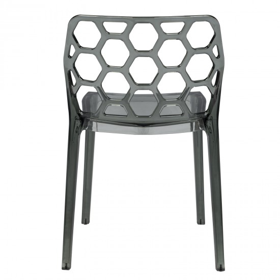 LeisureMod Modern Dynamic Dining Chair, Set of 2, Transparent Black, DC19TBL2
