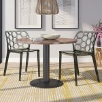 LeisureMod Modern Dynamic Dining Chair, Set of 2, Transparent Black, DC19TBL2