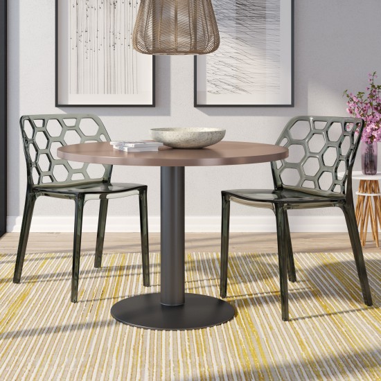 LeisureMod Modern Dynamic Dining Chair, Set of 2, Transparent Black, DC19TBL2