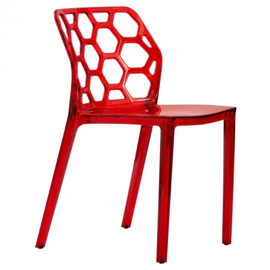 LeisureMod Modern Dynamic Dining Chair, Transparent Red, DC19TR