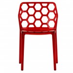 LeisureMod Modern Dynamic Dining Chair, Transparent Red, DC19TR